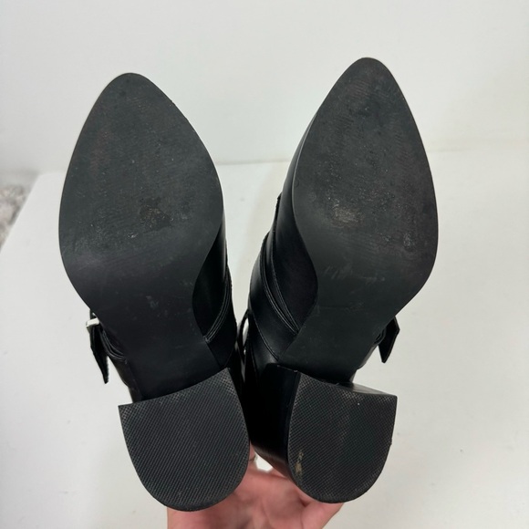 Steve Madden Joker Black Pointed Toe Buckle Heeled Boots Ankle Boots Minimalist - Picture 6 of 8